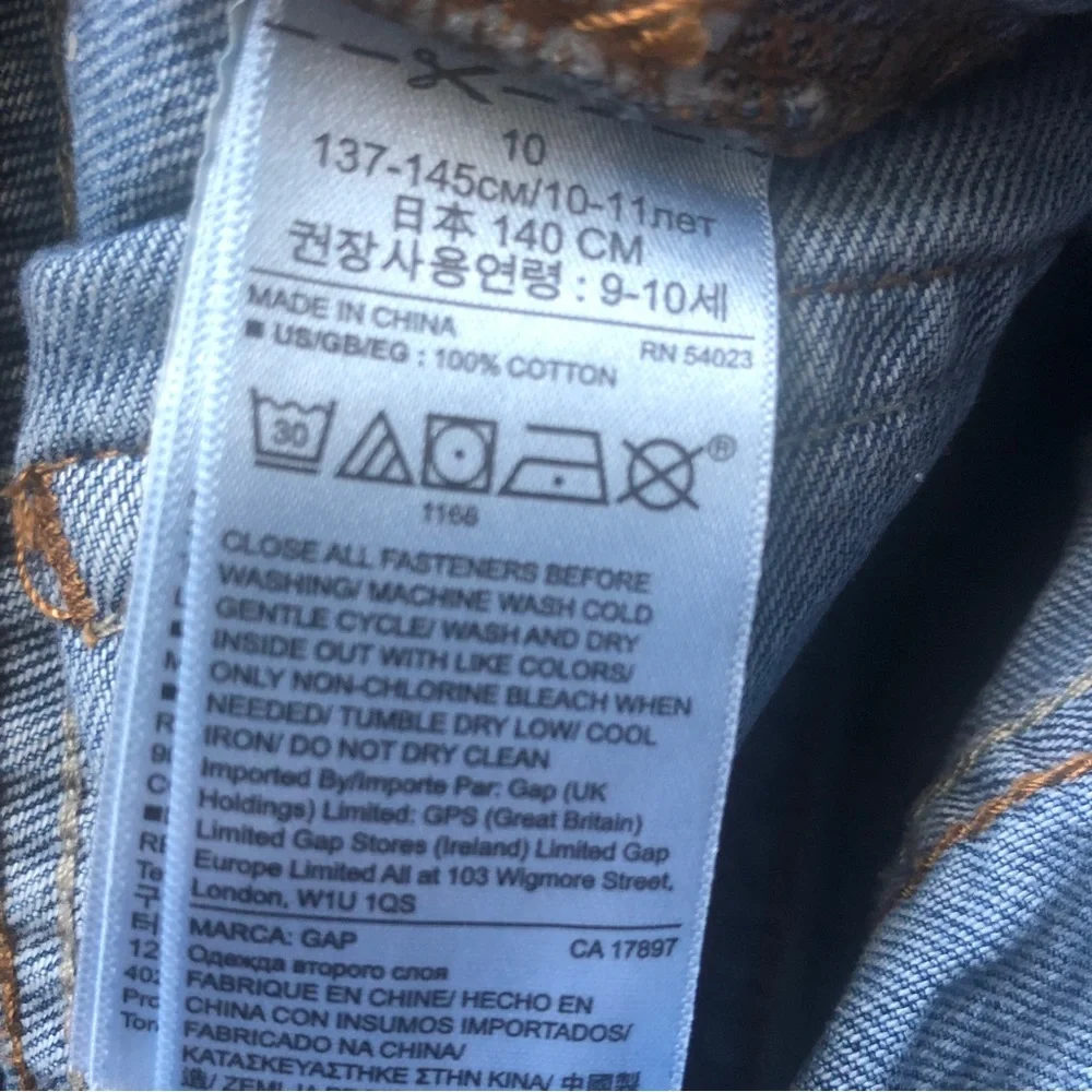 Gap Girls Size 10 Blue Denim Girlfriend Distressed Jeans